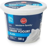 Western Family - Greek Yogurt Smooth & Creamy Plain, 0% M.F., 500 Gram