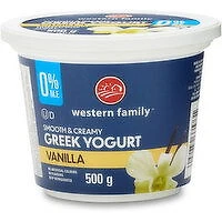 Western Family - Greek Yogurt Smooth & Creamy Vanilla 0% M.F., 500 Gram