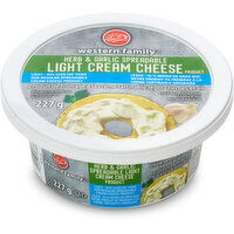 Western Family - Herb & Garlic Light Cream Cheese, 227 Gram