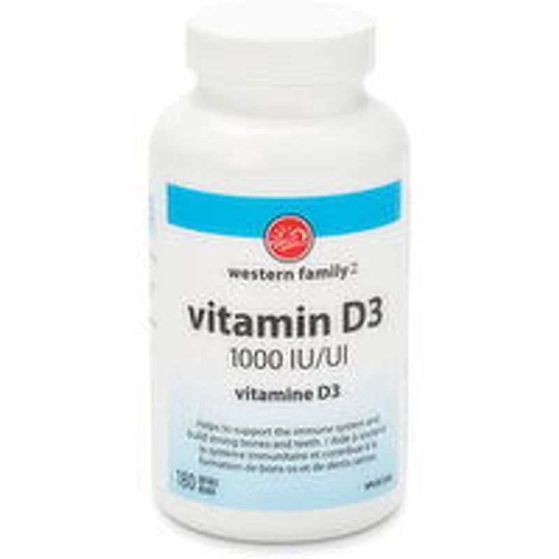 Western Family - WF Vitamin D 1000 IU Softgels, 180 Each