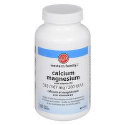 Western Family - Calcium Magnesium with Vitamin D3, 200 Each