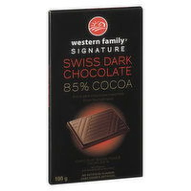 Western Family - Swiss Dark Chocolate Bar 85% Cocoa, 100 Gram