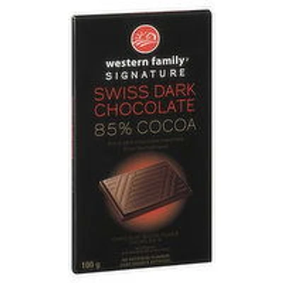 Western Family - Swiss Dark Chocolate Bar 85% Cocoa, 100 Gram