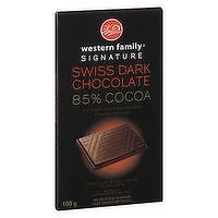 Western Family - Swiss Dark Chocolate Bar 85% Cocoa, 100 Gram