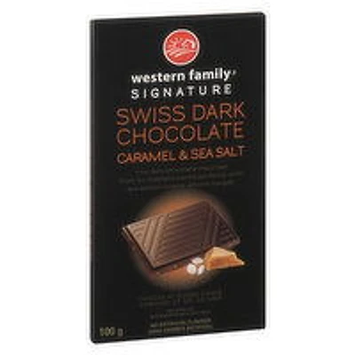 Western Family - Swiss Dark Chocolate Bar Caramel & Sea Salt, 100 Gram