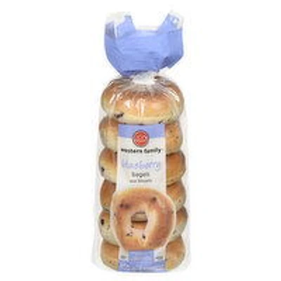 Western Family - Blueberry Bagels, 6 Pack, 1 Each