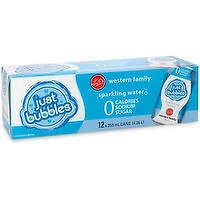 Western Family - Just Bubbles Sparkling Water, 355mL Cans, 12 Each