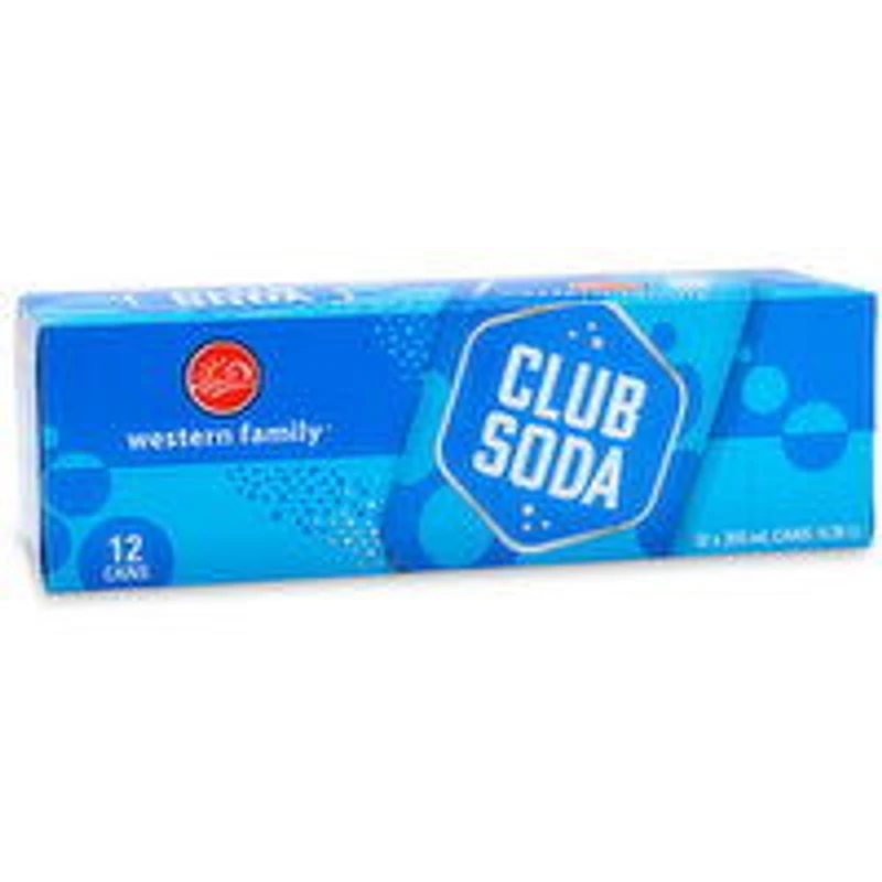 Western Family - Club Soda, 355mL Cans, 12 Each