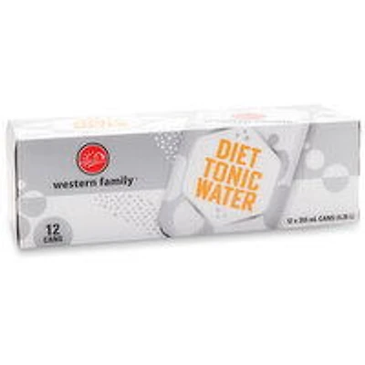 Western Family - Diet Tonic Water, 355mL Cans, 12 Each