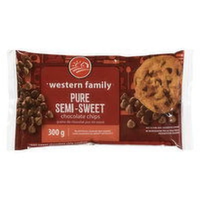 Western Family - Pure Semi Sweet Chocolate Chips, 300 Gram