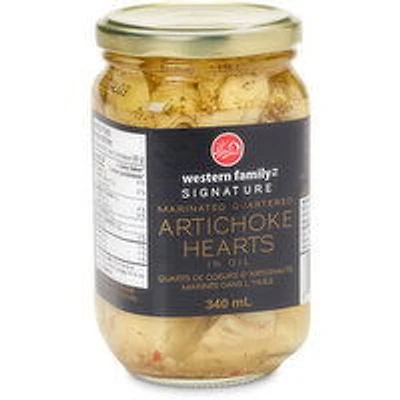 Western Family - Signature Marinated Quartered Artichoke Hearts - in Oil, 340 Millilitre