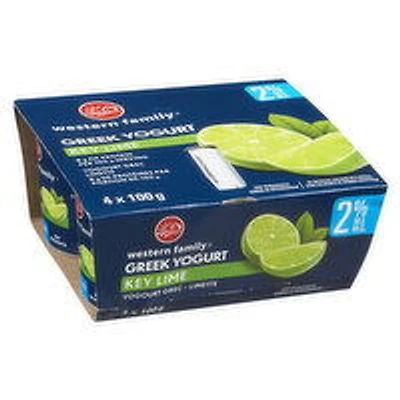 Western Family - Greek Yogurt Key Lime, 2% M.F., 4 Each