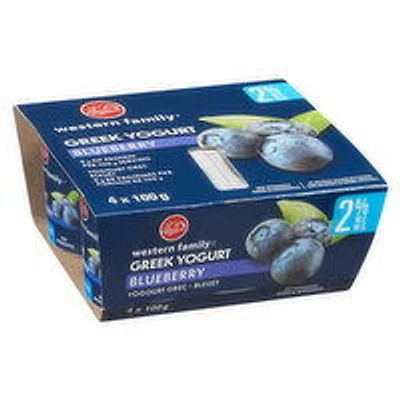 Western Family - Greek Yogurt Blueberry, 2% M.F., 4 Each