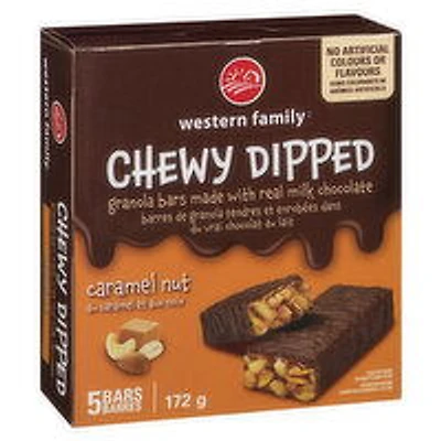 Western Family - Granola Bars - Dipped Caramel Nut, 5 Each
