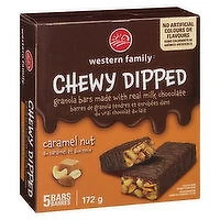 Western Family - Granola Bars - Dipped Caramel Nut, 5 Each