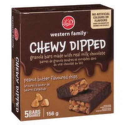 Western Family - Granola Bars - Dipped Peanut Butter Chips, 5 Each