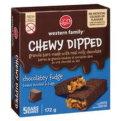 Western Family - Granola Bars - Dipped Chocolatey Fudge, 5 Each