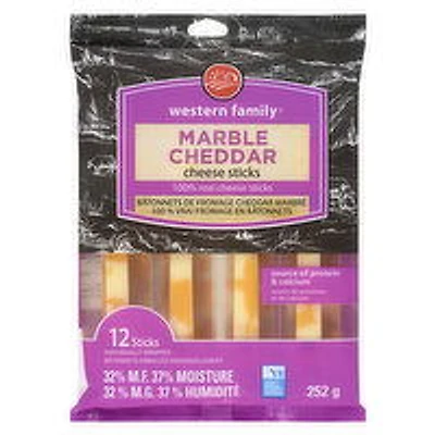 Western Family - Marble Cheddar Cheese Sticks, 12 Each