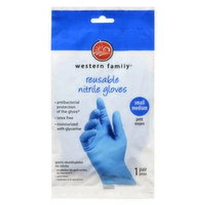 Western Family - Reusable Nitrile Gloves - Small/Medium, 1 Each