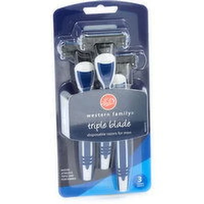 Western Family - Triple Blade Disposable Razors For Men, 3 Each