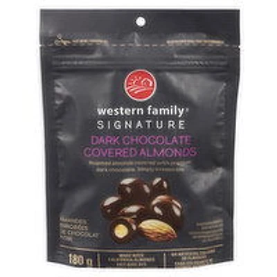Western Family - Dark Chocolate Covered  Almonds, 180 Gram