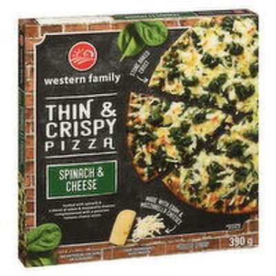 Western Family - Pizza Thin & Crispy - Spinach & Cheese, 390 Gram