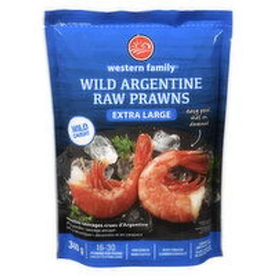 Western Family - Wild Argentine Raw Prawns, Extra Large, 340 Gram