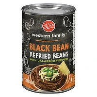 Western Family - Refried Black Beans With Jalapeno Peppers, 398 Millilitre