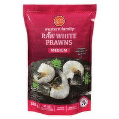 Western Family - White Medium Prawns - Raw, 340 Gram