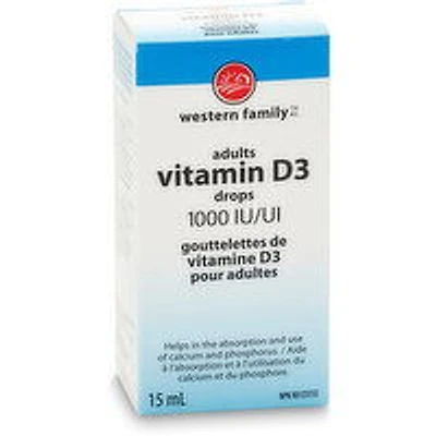 Western Family - Vitamin D Adult Droplets 1000 IU, 15 Millilitre
