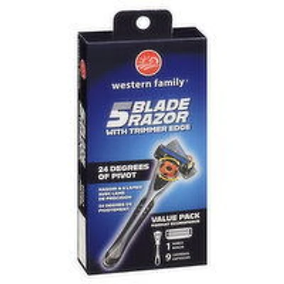 Western Family - 5 Blade Razor System with Trimmer, 1 Each