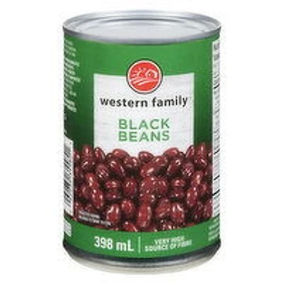 Western Family - Black Beans, 398 Millilitre