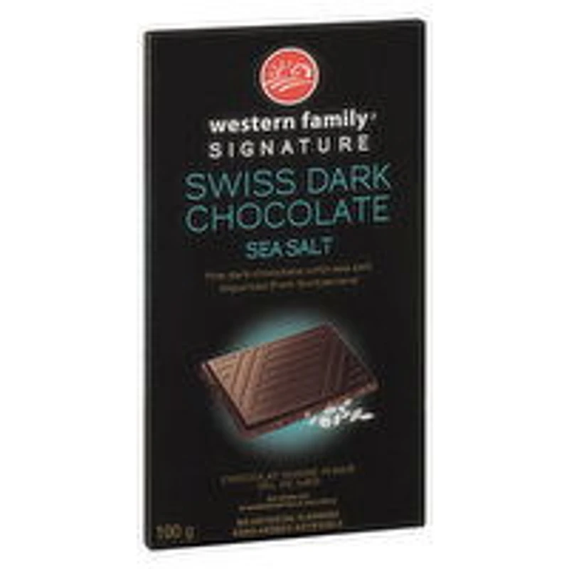Western Family - Signature Swiss Dark Chocolate - Sea Salt, 100 Gram