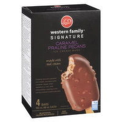 Western Family - Signature Ice Cream Bars - Caramel Praline Pecans, 4 Each