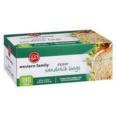 Western Family - Zipper Sandwich Bags - 180 Bags, 180 Each