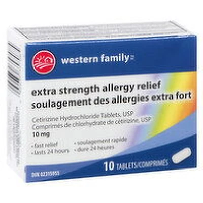 Western Family - Allergy Relief - Extra Strength 10 Tablets, 10 Each