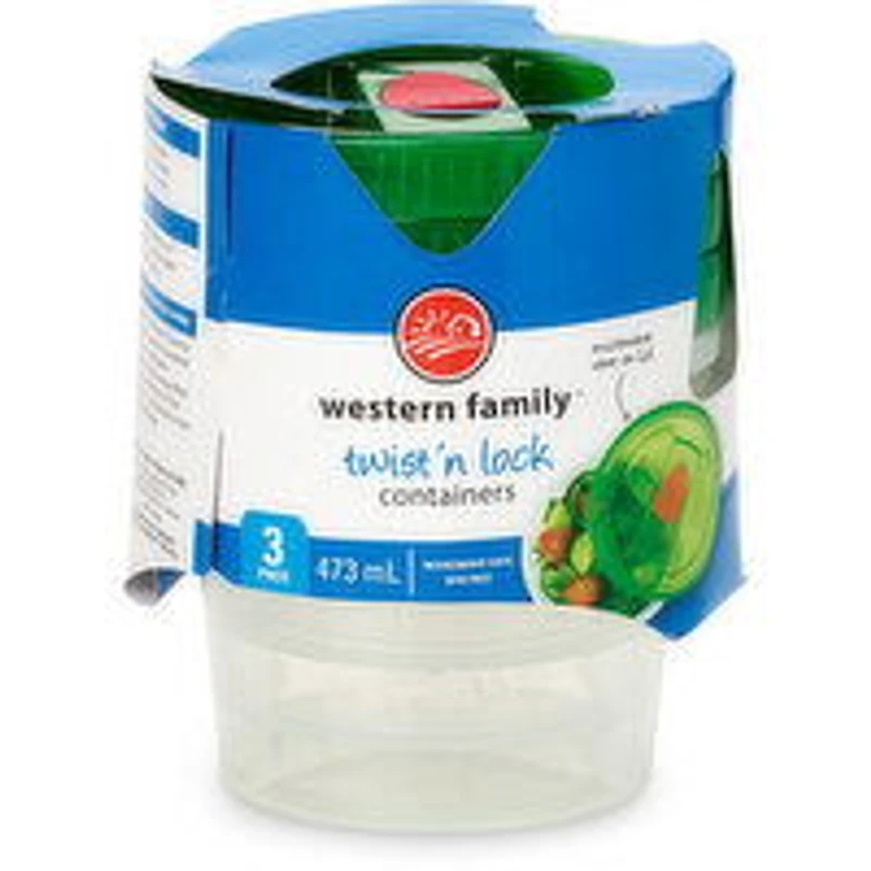 Western Family - Twist 'n Lock containers, 3 Each