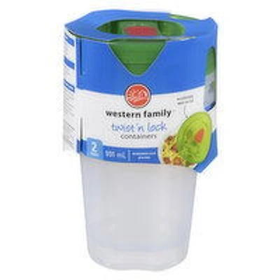 Western Family - Twist 'n Lock Containers, 2 Each