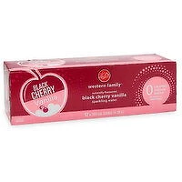 Western Family - Black Cherry Vanilla Sparkling Water, 355mL Cans, 12 Each