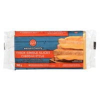 Western Family - Thick Single Slices - Cheddar Style Process Cheese Product, 400 Gram