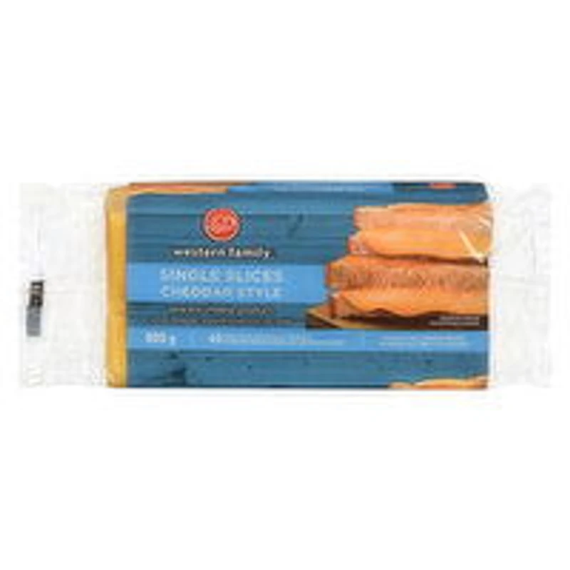 Western Family - Cheddar Style Single Slices Thin, 800 Gram