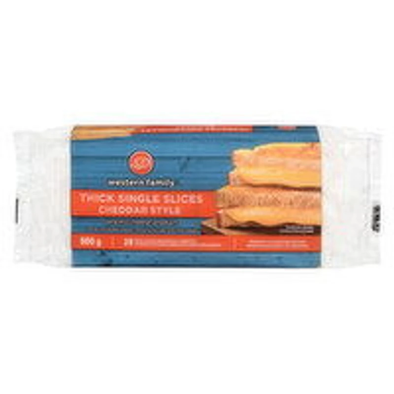 Western Family - Cheddar Style Single Slices Thick, 800 Gram