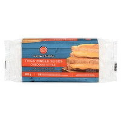 Western Family - Cheddar Style Single Slices Thick, 800 Gram