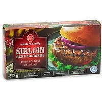 Western Family - Sirloin Beef Burgers, 6 Pack, 852 Gram