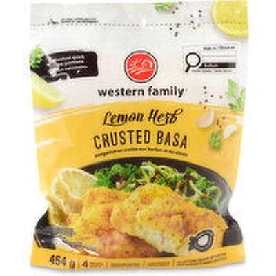 Western Family - Lemon & Herb Crusted Basa Fish Fillets, 4 Pack, 454 Gram