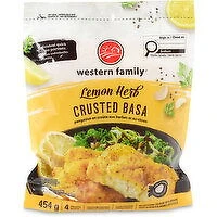 Western Family - Lemon & Herb Crusted Basa Fish Fillets, 4 Pack, 454 Gram