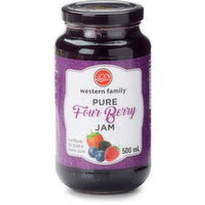 Western Family - Pure Four Berry Berry Jam, 500 Millilitre