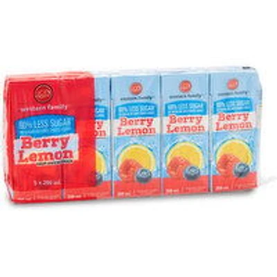 Western Family - Berry Lemon 60% Less Sugar Juice, 5x200mL, 1 Each