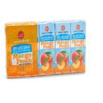 Western Family - Mango Peach 60% Less Sugar Fruit Juice, 5x200mL, 1 Each