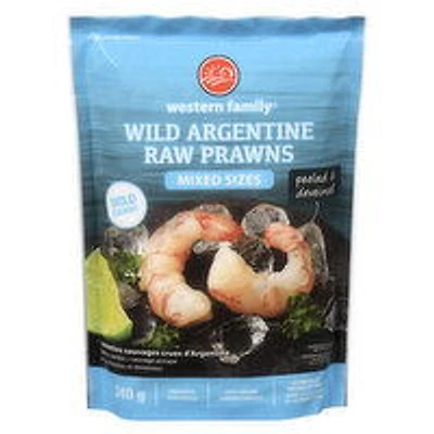 Western Family - Wild Argentine Raw Prawns, Mixed Sizes, 340 Gram